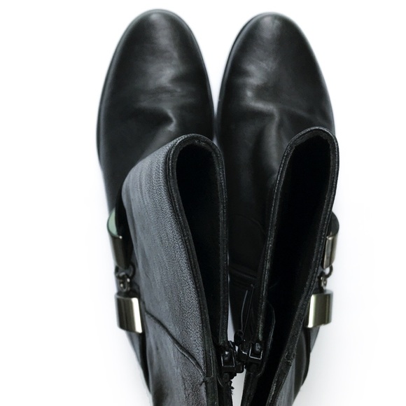 Stuart Weitzman NAPPA Leather SKIPAROUND Mid-Calf Moto Boots RARE - Picture 5 of 11